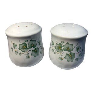 Corelle Coordinates Salt and Pepper Shakers Callaway Green Ivy Design 3"